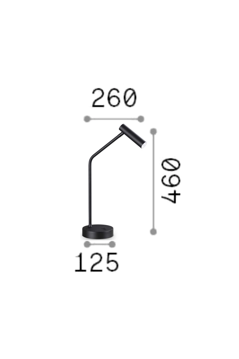   
                        
                        Настольная лампа IDEAL LUX (Италия) 10663    
                         в стиле Хай-тек.  
                        Тип источника света: встроенный led-модуль, несъемный.                                                 Цвета плафонов и подвесок: Черный.                         Материал: Акрил.                          фото 3