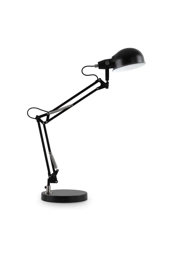   
                        
                        Настольная лампа IDEAL LUX (Италия) 10754    
                         в стиле Хай-тек.  
                        Тип источника света: светодиодная лампа, сменная.                                                 Цвета плафонов и подвесок: Черный.                         Материал: Металл.                          фото 1