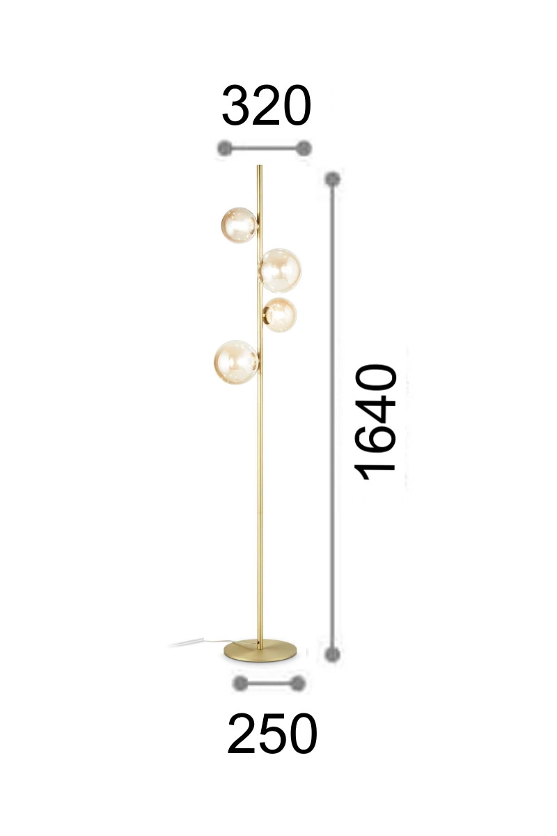   
                        
                        Торшер IDEAL LUX (Італія) 10869    
                         у стилі Хай-тек.  
                        Тип джерела світла: світлодіодна лампа, змінна.                                                 Кольори плафонів і підвісок: Бурштиновий (янтарний).                         Матеріал: Скло.                          фото 2