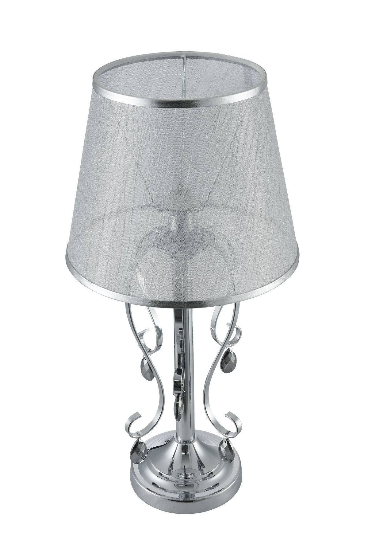   
                        Настільна лампа FREYA (Німеччина) 12376    
                         у стилі арт-деко.  
                        Тип джерела світла: cвітлодіодні led, енергозберігаючі, розжарювання.                                                 Кольори плафонів і підвісок: сірий.                         Матеріал: тканина, скло.                          фото 3