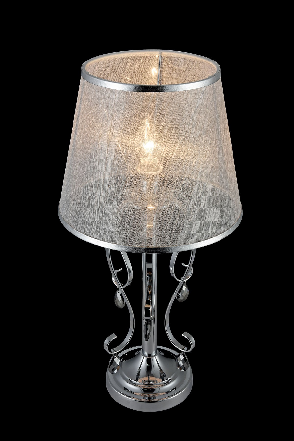  
                        Настільна лампа FREYA (Німеччина) 12376    
                         у стилі арт-деко.  
                        Тип джерела світла: cвітлодіодні led, енергозберігаючі, розжарювання.                                                 Кольори плафонів і підвісок: сірий.                         Матеріал: тканина, скло.                          фото 4