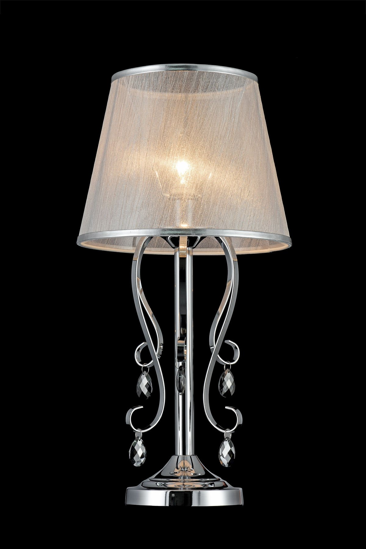   
                        Настільна лампа FREYA (Німеччина) 12376    
                         у стилі арт-деко.  
                        Тип джерела світла: cвітлодіодні led, енергозберігаючі, розжарювання.                                                 Кольори плафонів і підвісок: сірий.                         Матеріал: тканина, скло.                          фото 6