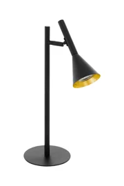   
                        Настільна лампа EGLO (Австрія) 12939    
                         у стилі Лофт.  
                        Тип джерела світла: cвітлодіодні led, галогенні.                                                 Кольори плафонів і підвісок: Чорний, Золото.                         Матеріал: Сталь.                          фото 1