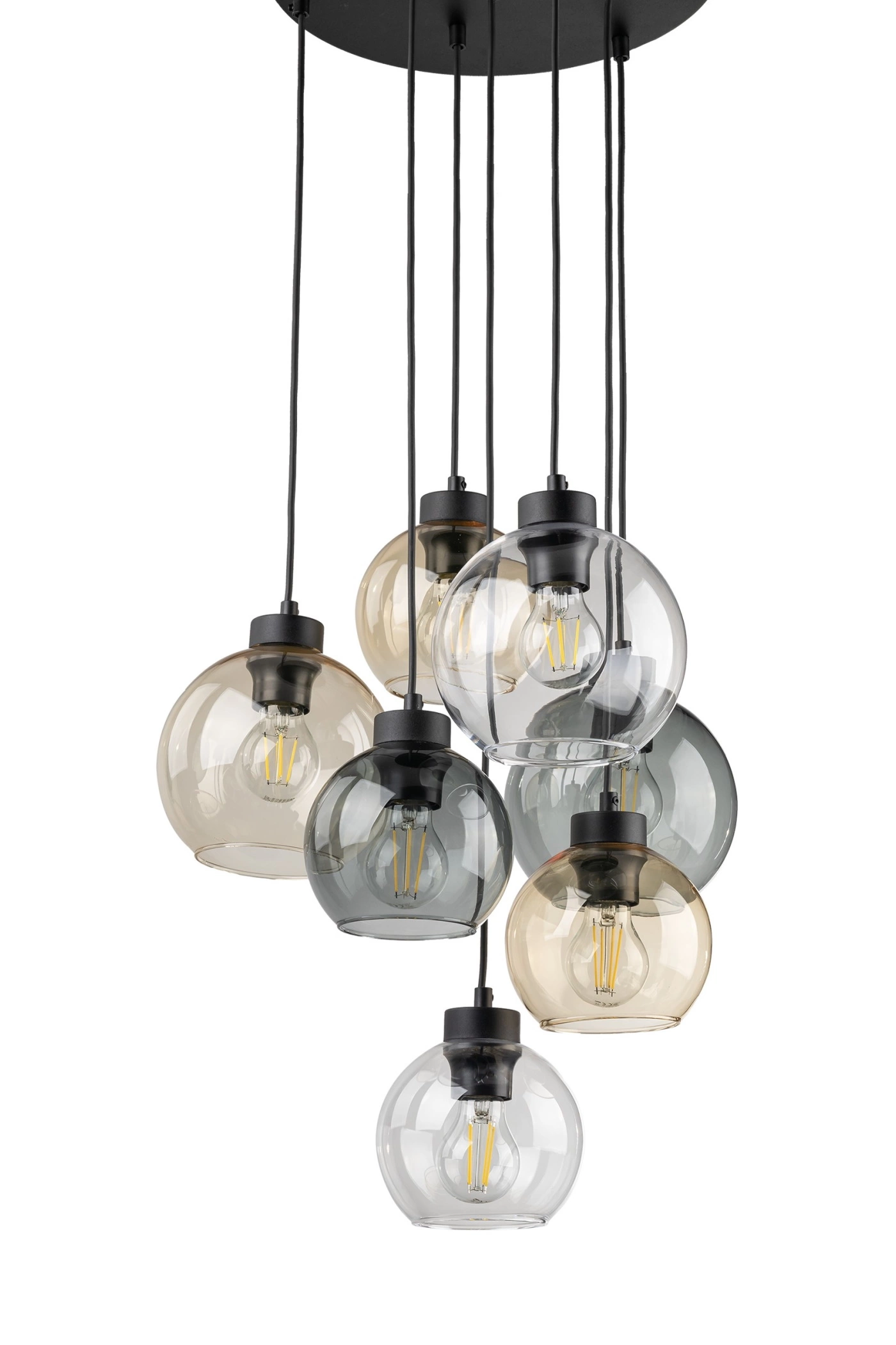   
                        
                        Люстра TK LIGHTING (Польща) 13955    
                         У стилі Хай-тек.  
                        Тип джерела світла: світлодіодна лампа, змінна.                         Форма: Коло.                         Кольори плафонів і підвісок: Прозорий, Жовтий, Сірий.                         Матеріал: Скло.                          фото 5