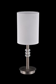   
                        Настільна лампа MAYTONI (Німеччина) 14302    
                         у стилі модерн.  
                        Тип джерела світла: cвітлодіодні led, енергозберігаючі, розжарювання.                                                 Кольори плафонів і підвісок: білий, прозорий.                         Матеріал: тканина, скло.                          фото 1