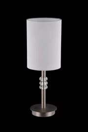   
                        Настольная лампа MAYTONI  (Германия) 14302    
                         в стиле модерн.  
                        Тип источника света: светодиодные led, энергосберегающие, накаливания.                                                 Цвета плафонов и подвесок: белый, прозрачный.                         Материал: ткань, стекло.                          фото 1