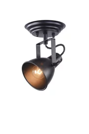   
                        Точковий світильник FREYA (Німеччина) 14310    
                         у стилі лофт.  
                        Тип джерела світла: cвітлодіодні led, енергозберігаючі, розжарювання.                         Форма: коло.                         Кольори плафонів і підвісок: чорний.                         Матеріал: сталь.                          фото 1