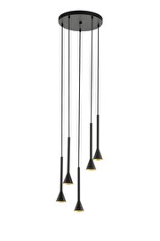   
                        Люстра EGLO (Австрія) 14755    
                         у стилі лофт.  
                        Тип джерела світла: cвітлодіодні led, галогенні.                         Форма: коло.                         Кольори плафонів і підвісок: чорний, золото.                         Матеріал: сталь.                          фото 1