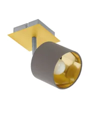   
                        Точковий світильник EGLO (Австрія) 14811    
                         у стилі модерн.  
                        Тип джерела світла: cвітлодіодні led, енергозберігаючі, розжарювання.                         Форма: циліндр.                         Кольори плафонів і підвісок: сірий, золото.                         Матеріал: тканина.                          фото 1