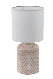   
                        Настільна лампа EGLO (Австрія) 14833    
                         у стилі Прованс.  
                        Тип джерела світла: cвітлодіодні led, енергозберігаючі, розжарювання.                                                 Кольори плафонів і підвісок: Білий.                         Матеріал: Тканина.                          фото 1