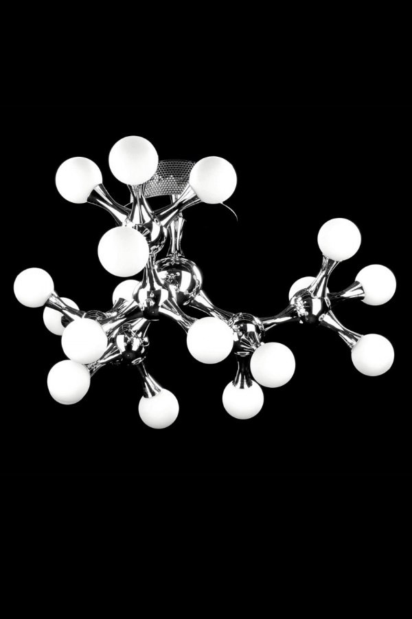   
                        Люстра AZZARDO (Польща) 15952    
                         у стилі хай-тек.  
                        Тип джерела світла: cвітлодіодні led, галогенні.                         Форма: коло, молекула.                         Кольори плафонів і підвісок: сірий, білий.                         Матеріал: метал, скло.                          фото 3