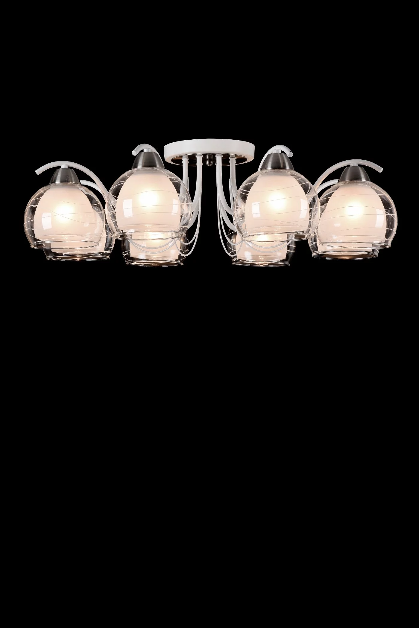   
                        Люстра FREYA (Німеччина) 17032    
                         у стилі Модерн.  
                        Тип джерела світла: світлодіодна лампа, змінна.                         Форма: Коло.                         Кольори плафонів і підвісок: Білий, Прозорий, Малюнок.                         Матеріал: Скло.                          фото 3