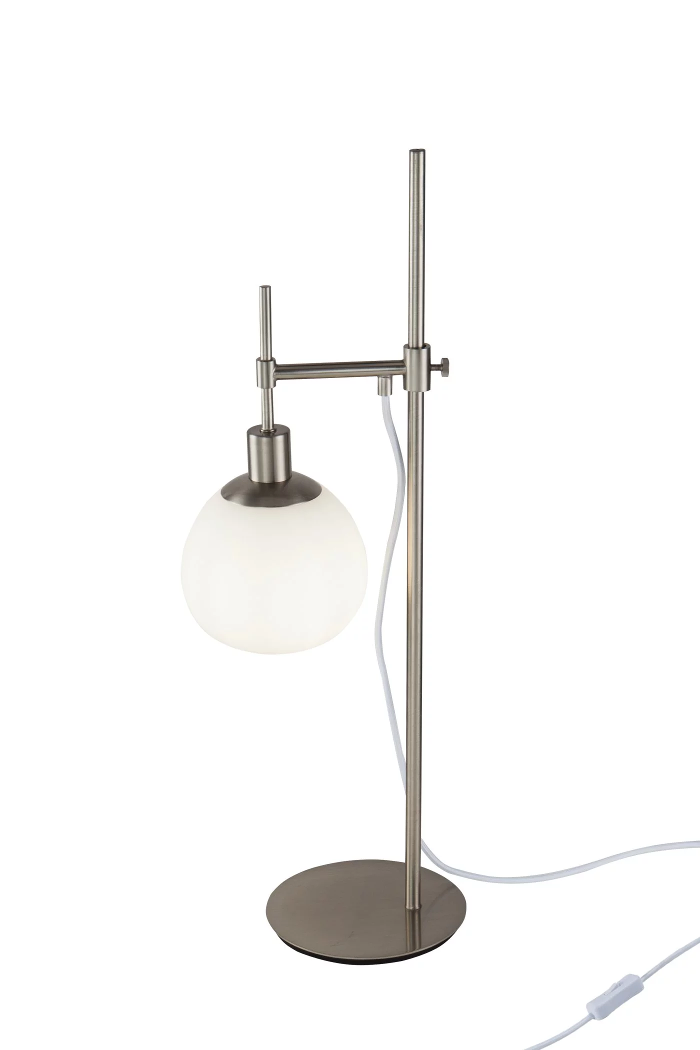   
                        Настольная лампа MAYTONI  (Германия) 17076    
                         в стиле Модерн.  
                        Тип источника света: светодиодная лампа, сменная.                                                 Цвета плафонов и подвесок: Белый.                         Материал: Стекло.                          фото 1