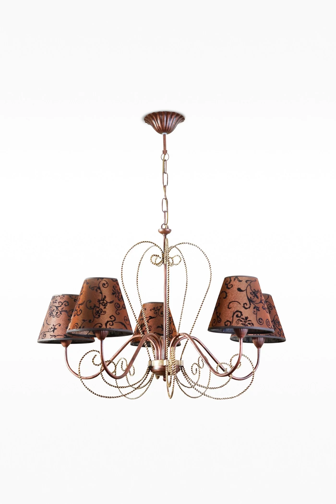   
                        
                        Люстра NB LIGHT (Україна) 18124    
                         У стилі Класика, Флористика.  
                        Тип джерела світла: світлодіодна лампа, змінна.                         Форма: Коло.                         Кольори плафонів і підвісок: Коричневий, Малюнок.                         Матеріал: Тканина.                          фото 1