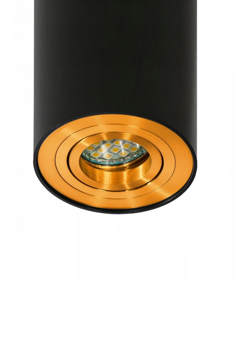   
                        Точковий світильник AZZARDO (Польща) 18435    
                         у стилі лофт.  
                        Тип джерела світла: cвітлодіодні led, галогенні.                         Форма: циліндр.                         Кольори плафонів і підвісок: чорний, золото.                         Матеріал: алюміній.                          фото 2