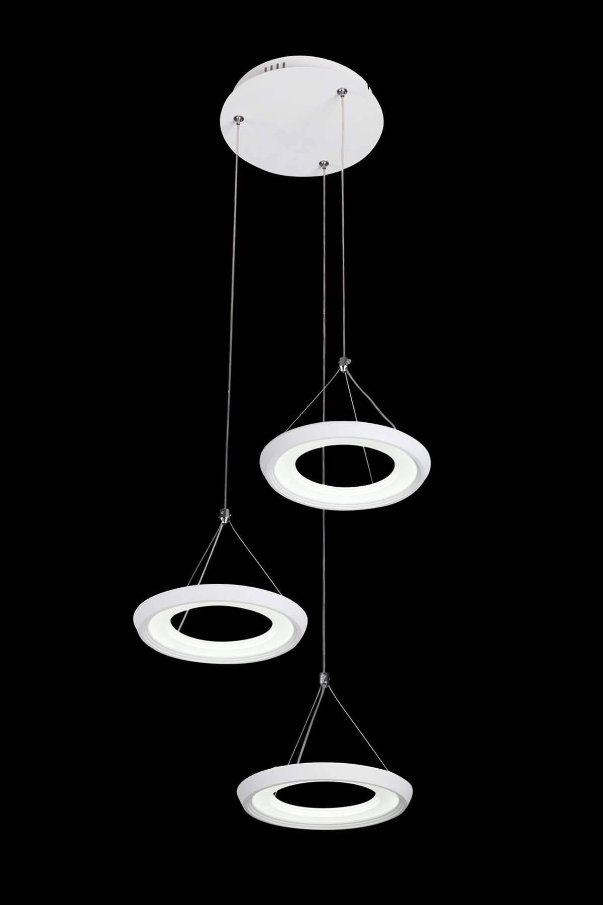   
                        Люстра FREYA (Німеччина) 18837    
                         у стилі хай-тек.  
                        Тип джерела світла: вбудовані світлодіоди led.                         Форма: коло.                         Кольори плафонів і підвісок: білий.                         Матеріал: метал, акрил.                          фото 2
