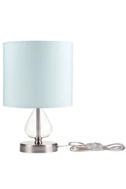   
                        Настільна лампа MAYTONI (Німеччина) 20321    
                         у стилі Модерн.  
                        Тип джерела світла: світлодіодна лампа, змінна.                                                 Кольори плафонів і підвісок: Блакитний.                         Матеріал: Тканина.                          фото 1
