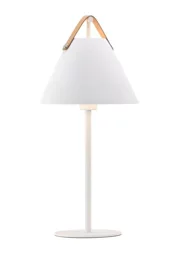   
                        Настольная лампа NORDLUX  (Дания) 22702    
                         в стиле Скандинавский.  
                        Тип источника света: светодиодная лампа, сменная.                                                 Цвета плафонов и подвесок: Белый, Бежевый.                         Материал: Металл, Кожа.                          фото 1