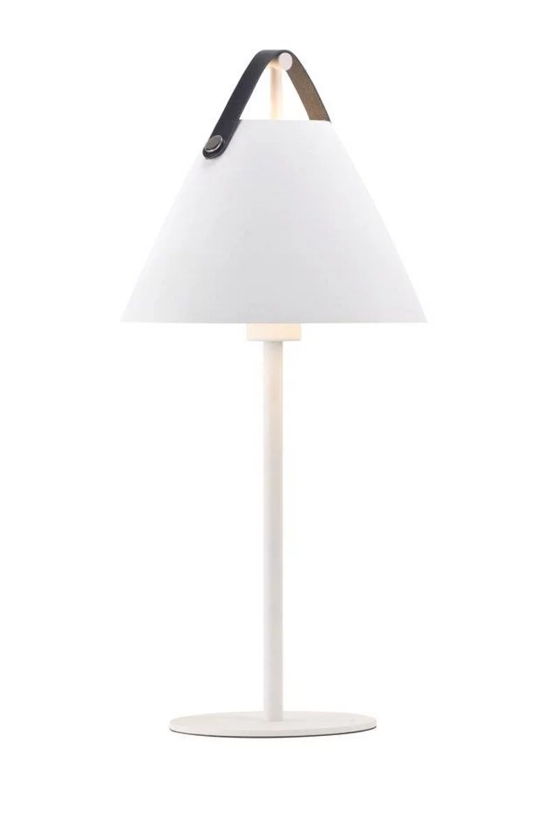   
                        Настольная лампа NORDLUX  (Дания) 22702    
                         в стиле Скандинавский.  
                        Тип источника света: светодиодная лампа, сменная.                                                 Цвета плафонов и подвесок: Белый, Бежевый.                         Материал: Металл, Кожа.                          фото 4