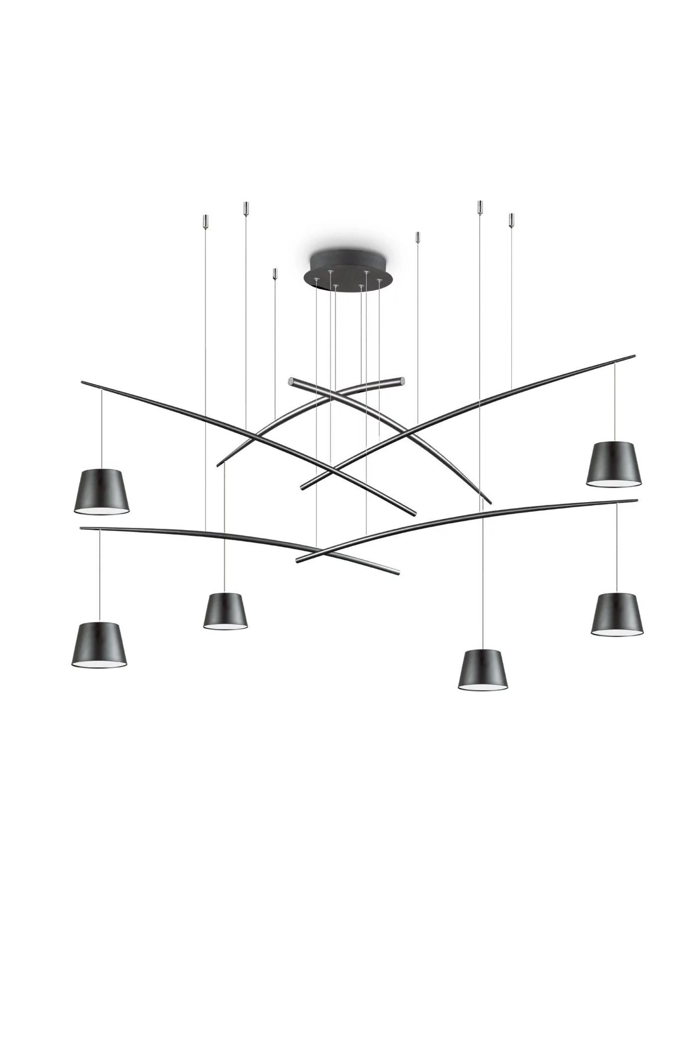   
                        
                        Люстра IDEAL LUX (Італія) 23053    
                         у стилі Скандинавський.  
                        Тип джерела світла: вбудований led-модуль, незмінний.                         Форма: Коло.                         Кольори плафонів і підвісок: Чорний.                         Матеріал: Метал.                          фото 1