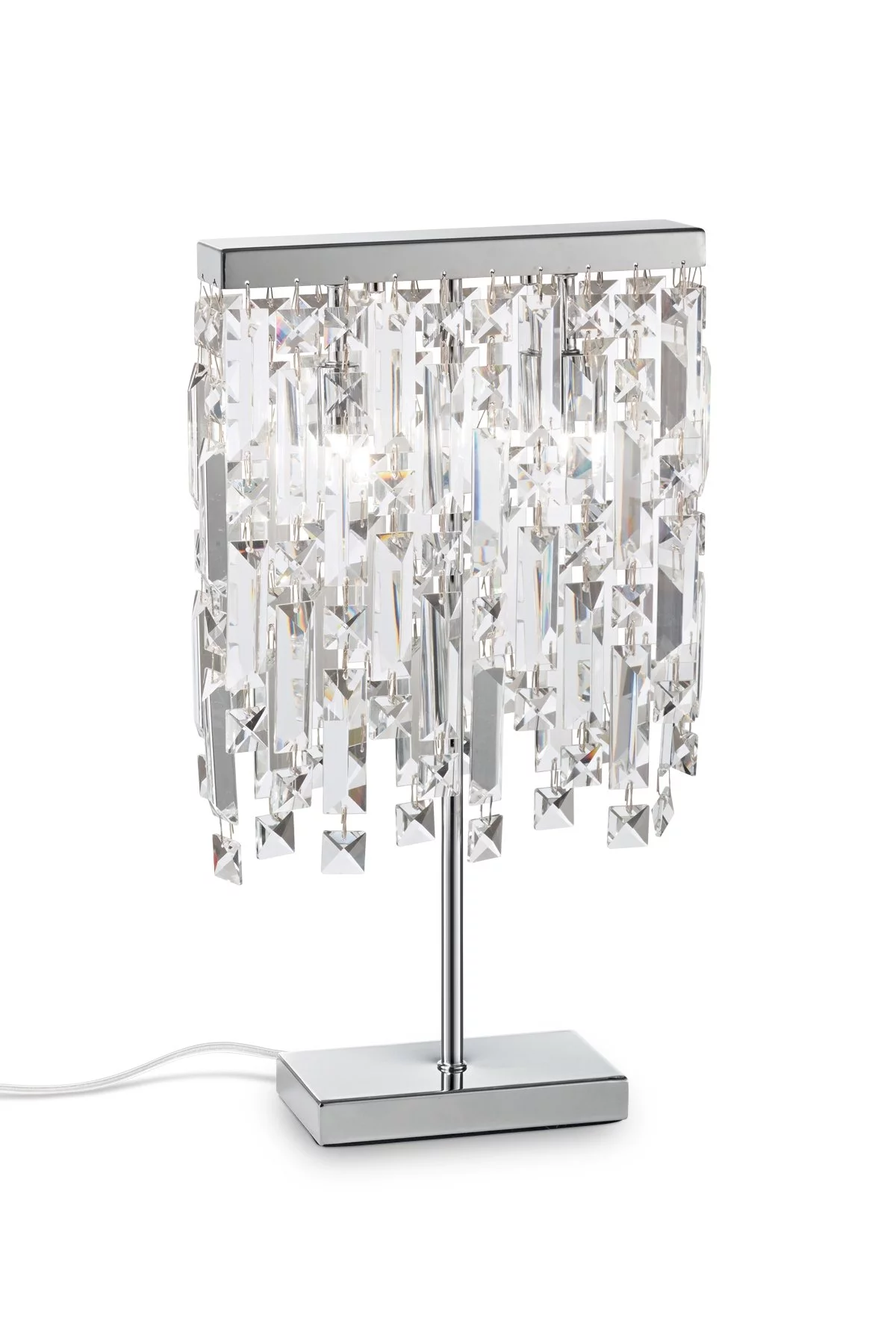  
                        Настільна лампа IDEAL LUX (Італія) 23215    
                         у стилі Арт-деко.  
                        Тип джерела світла: світлодіодна лампа, змінна.                                                 Кольори плафонів і підвісок: Прозорий.                         Матеріал: Кришталь.                          фото 1