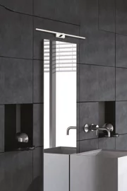   
                        Підсвітка для ванної NOWODVORSKI (Польща) 23441    
                         у стилі модерн.  
                        Тип джерела світла: вбудовані світлодіоди led.                                                 Кольори плафонів і підвісок: сірий.                         Матеріал: алюміній, пластик.                          фото 1