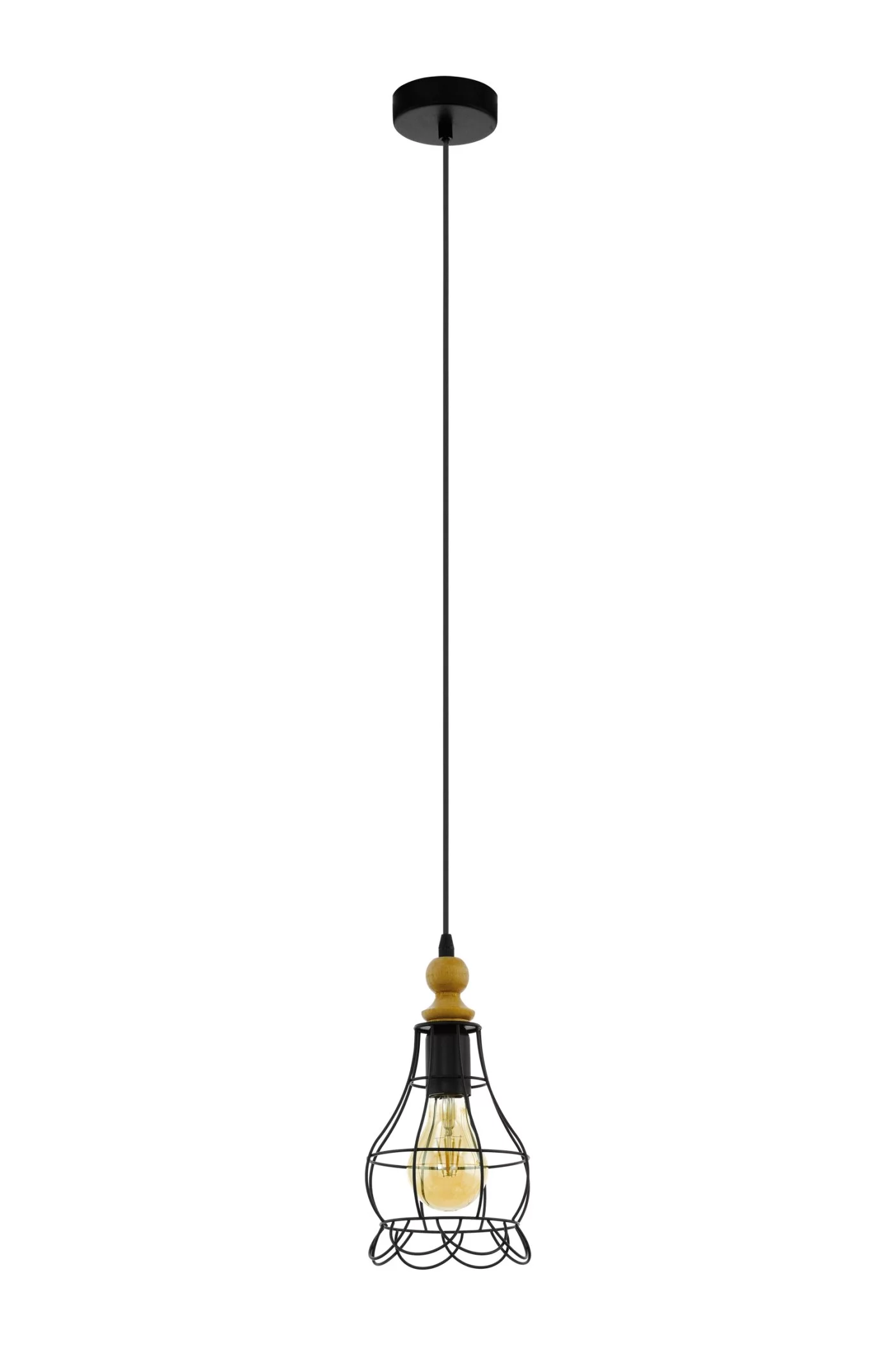   
                        Люстра EGLO (Австрія) 25946    
                         у стилі Лофт.  
                        Тип джерела світла: світлодіодна лампа, змінна.                         Форма: Коло.                         Кольори плафонів і підвісок: Чорний, Коричневий.                         Матеріал: Сталь, Дерево.                          фото 1