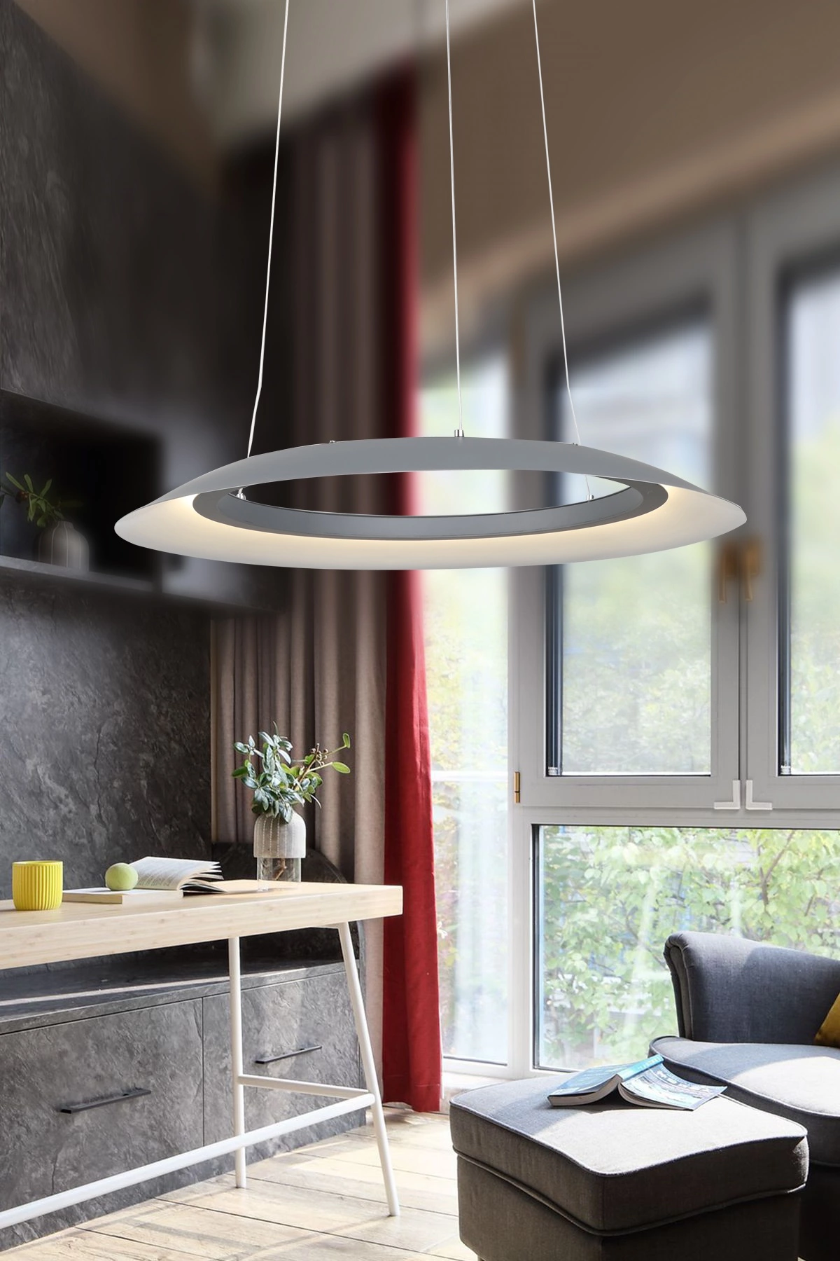   
                        
                        Люстра LAGUNA LIGHTING (Украина) 29465    
                         в стиле Хай-тек.  
                        Тип источника света: встроенный led-модуль, несъемный.                         Форма: Круг.                         Цвета плафонов и подвесок: Серый.                         Материал: Пластик.                          фото 2