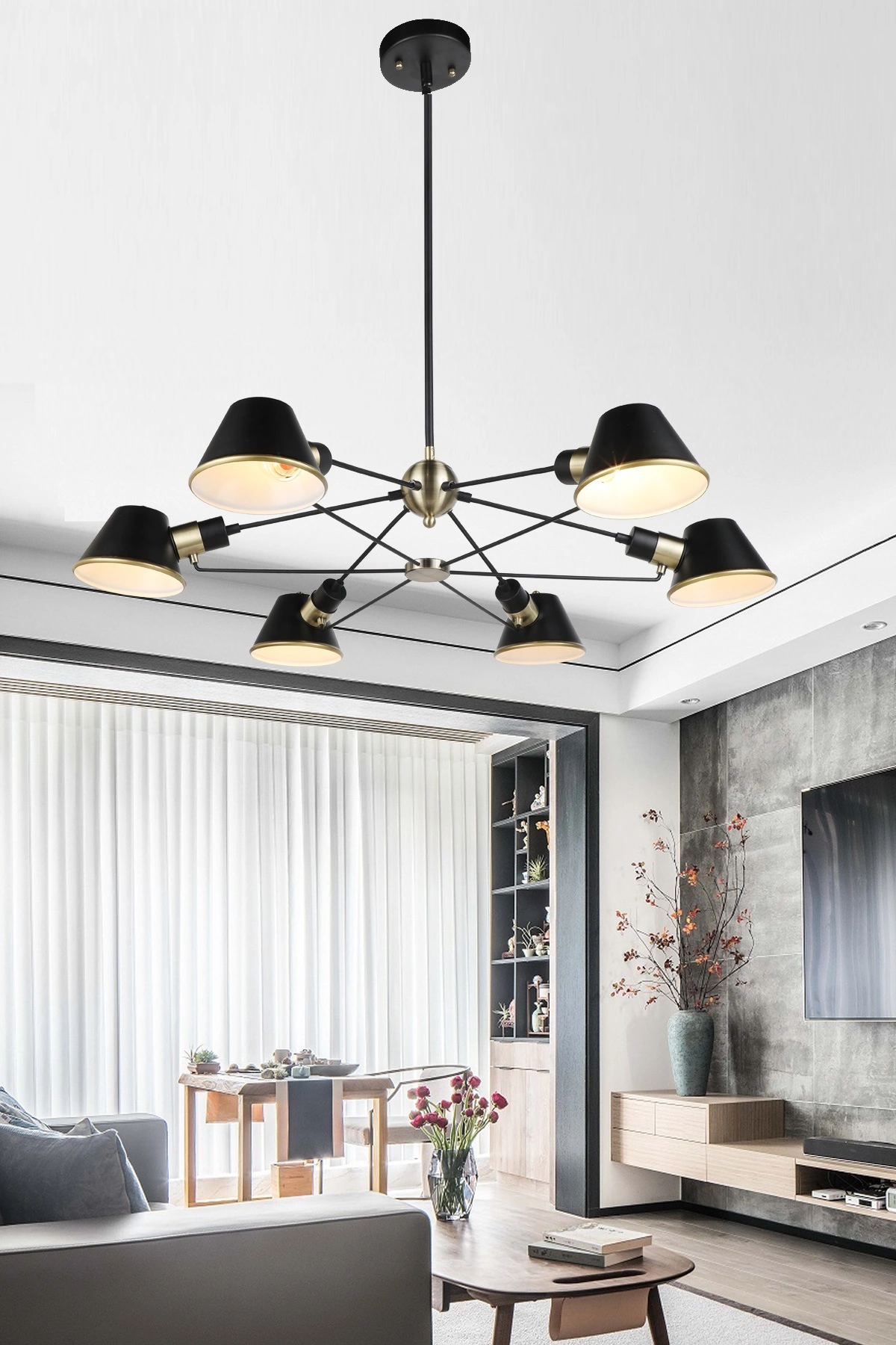   
                        
                        Люстра LAGUNA LIGHTING (Україна) 29474    
                         У стилі Лофт.  
                        Тип джерела світла: світлодіодна лампа, змінна.                         Форма: Коло.                         Кольори плафонів і підвісок: Чорний, Латунь.                         Матеріал: Тканина.                          фото 2