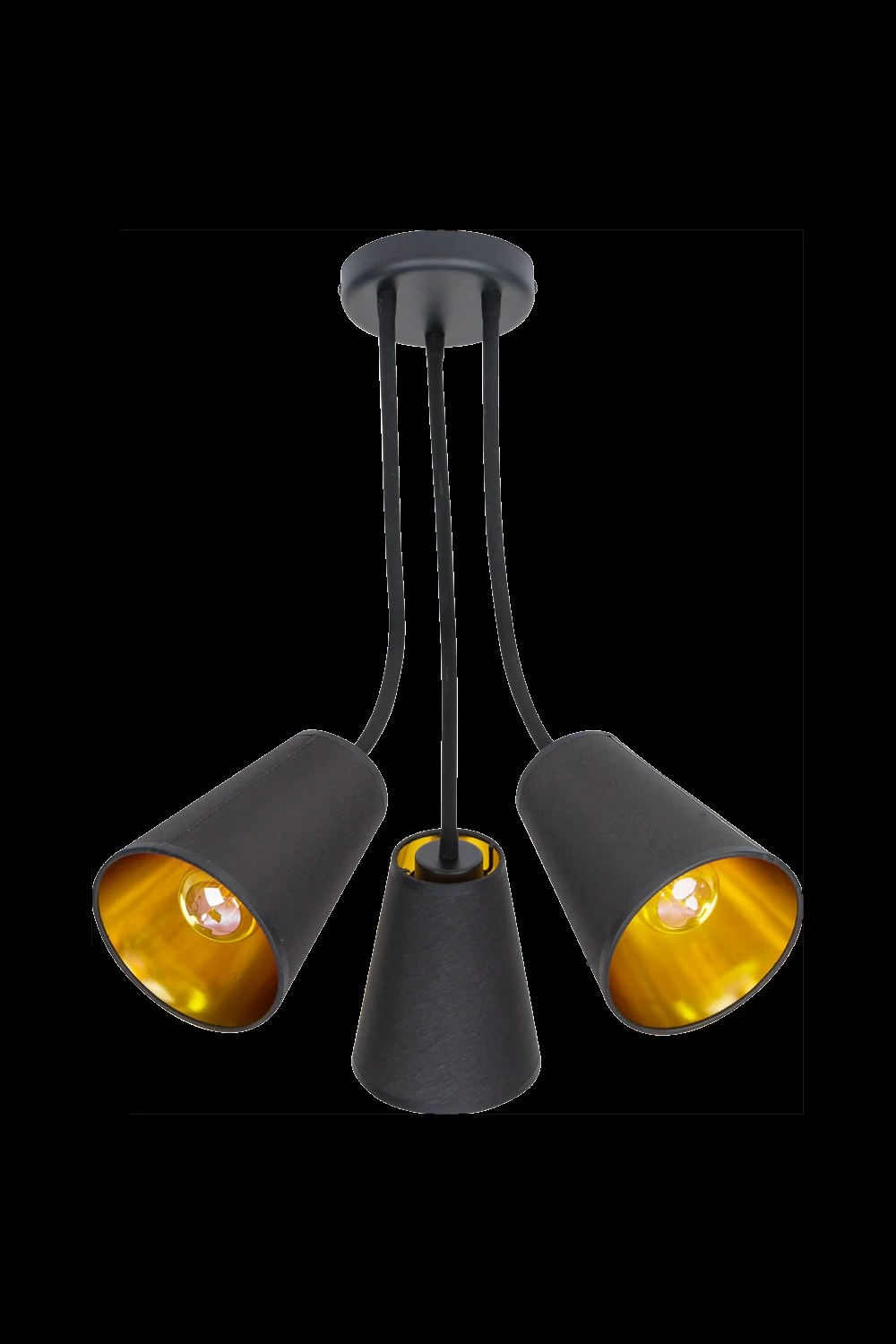   
                        Люстра TK LIGHTING  (Польша) 29719    
                         в стиле Лофт.  
                        Тип источника света: светодиодная лампа, сменная.                         Форма: Круг.                         Цвета плафонов и подвесок: Черный, Золото.                         Материал: Ткань.                          фото 1