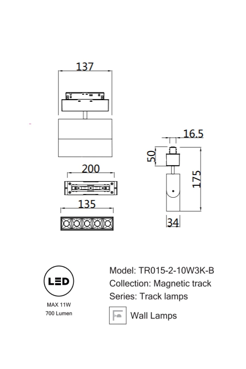   
                        
                        Трековый магнитный светильник MAYTONI (Германия) 30196    
                         в стиле Хай-тек.  
                        Тип источника света: встроенный led-модуль, несъемный.                         Форма: Прямоугольник.                         Цвета плафонов и подвесок: Черный.                         Материал: Алюминий.                          фото 5