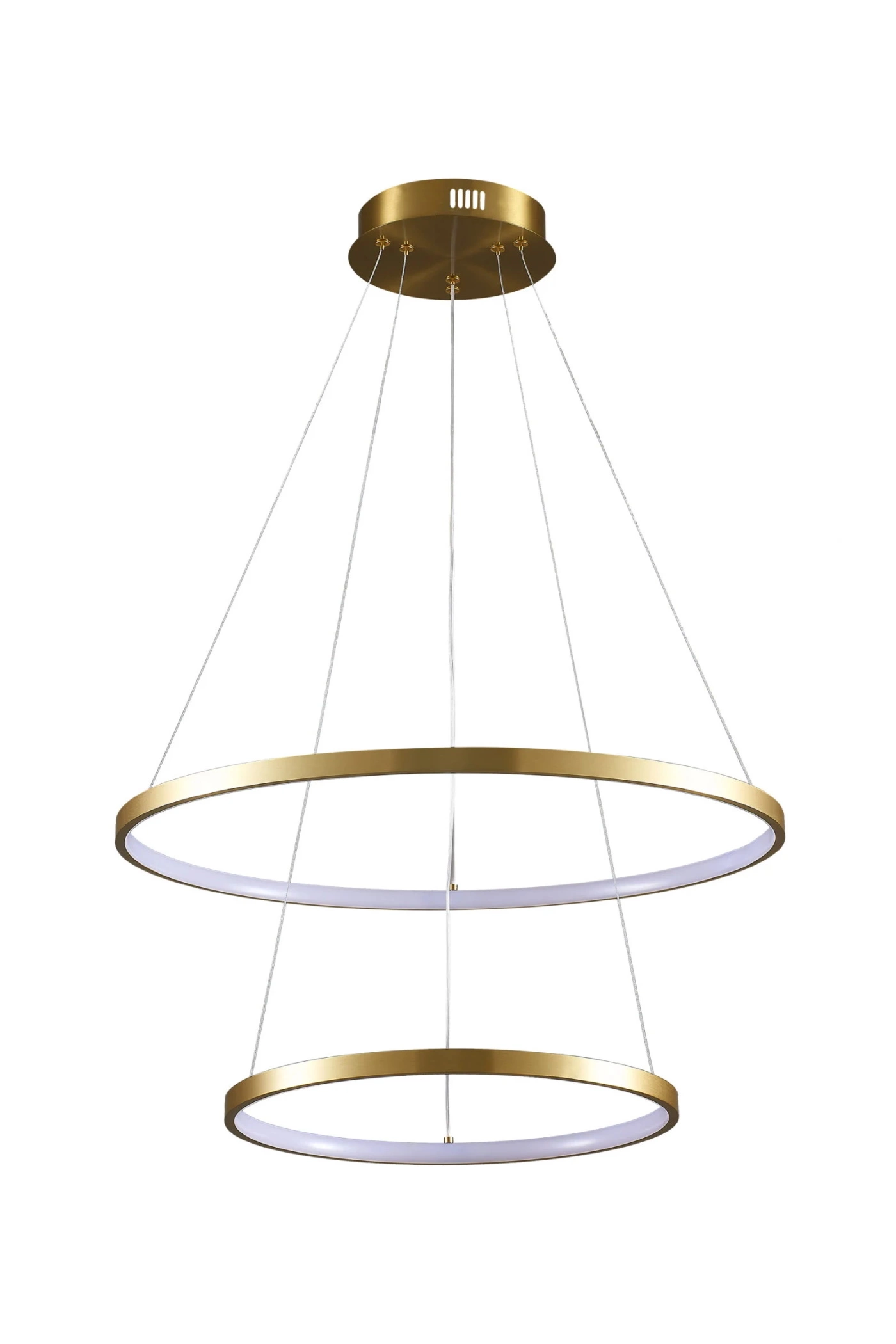   
                        
                        Люстра GOLDLUX (Польша) 32830    
                         В стиле Хай-тек.  
                        Тип источника света: встроенный led-модуль, несъемный.                         Форма: Круг.                         Цвета плафонов и подвесок: Золото, Белый.                         Материал: Алюминий, Силикон.                          фото 2