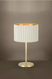   
                        Настільна лампа EGLO (Австрія) 33126    
                         у стилі модерн.  
                        Тип джерела світла: cвітлодіодні led, енергозберігаючі, розжарювання.                                                 Кольори плафонів і підвісок: білий, золото.                         Матеріал: тканина.                          фото 1