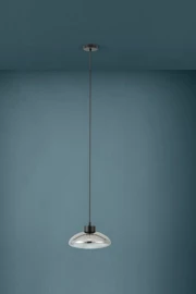   
                        Люстра EGLO (Австрія) 33130    
                         у стилі хай-тек.  
                        Тип джерела світла: вбудовані світлодіоди led.                         Форма: коло.                         Кольори плафонів і підвісок: сірий.                         Матеріал: скло.                          фото 1