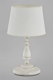   
                        Настільна лампа ALFA (Польща) 35435    
                         у стилі Класика.  
                        Тип джерела світла: cвітлодіодні led, енергозберігаючі, розжарювання.                                                 Кольори плафонів і підвісок: Білий.                         Матеріал: Тканина.                          фото 1