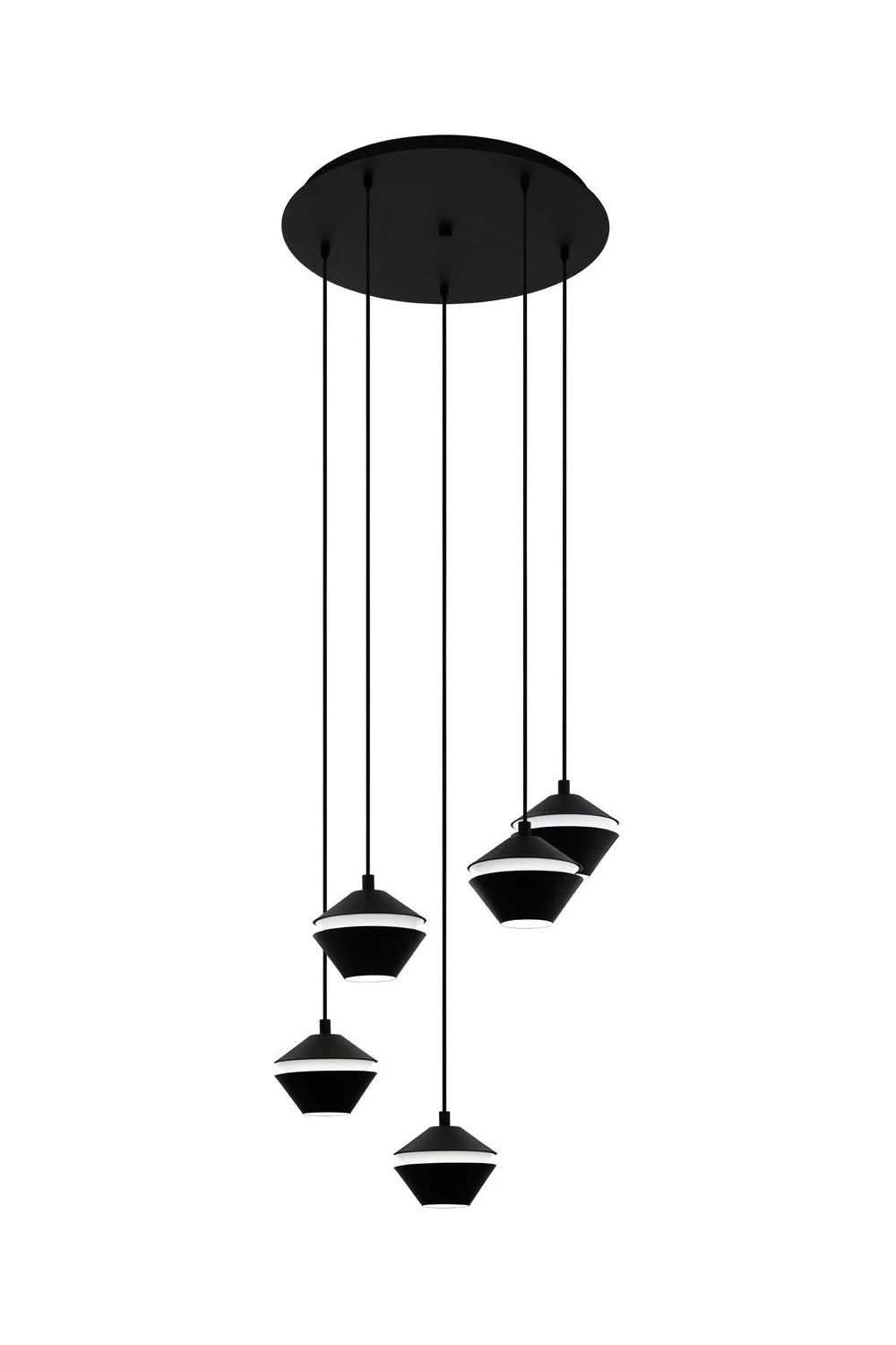   
                        Люстра EGLO (Австрія) 36726    
                         у стилі лофт.  
                        Тип джерела світла: cвітлодіодні led, галогенні.                         Форма: коло.                         Кольори плафонів і підвісок: чорний, білий.                         Матеріал: пластик.                          фото 1