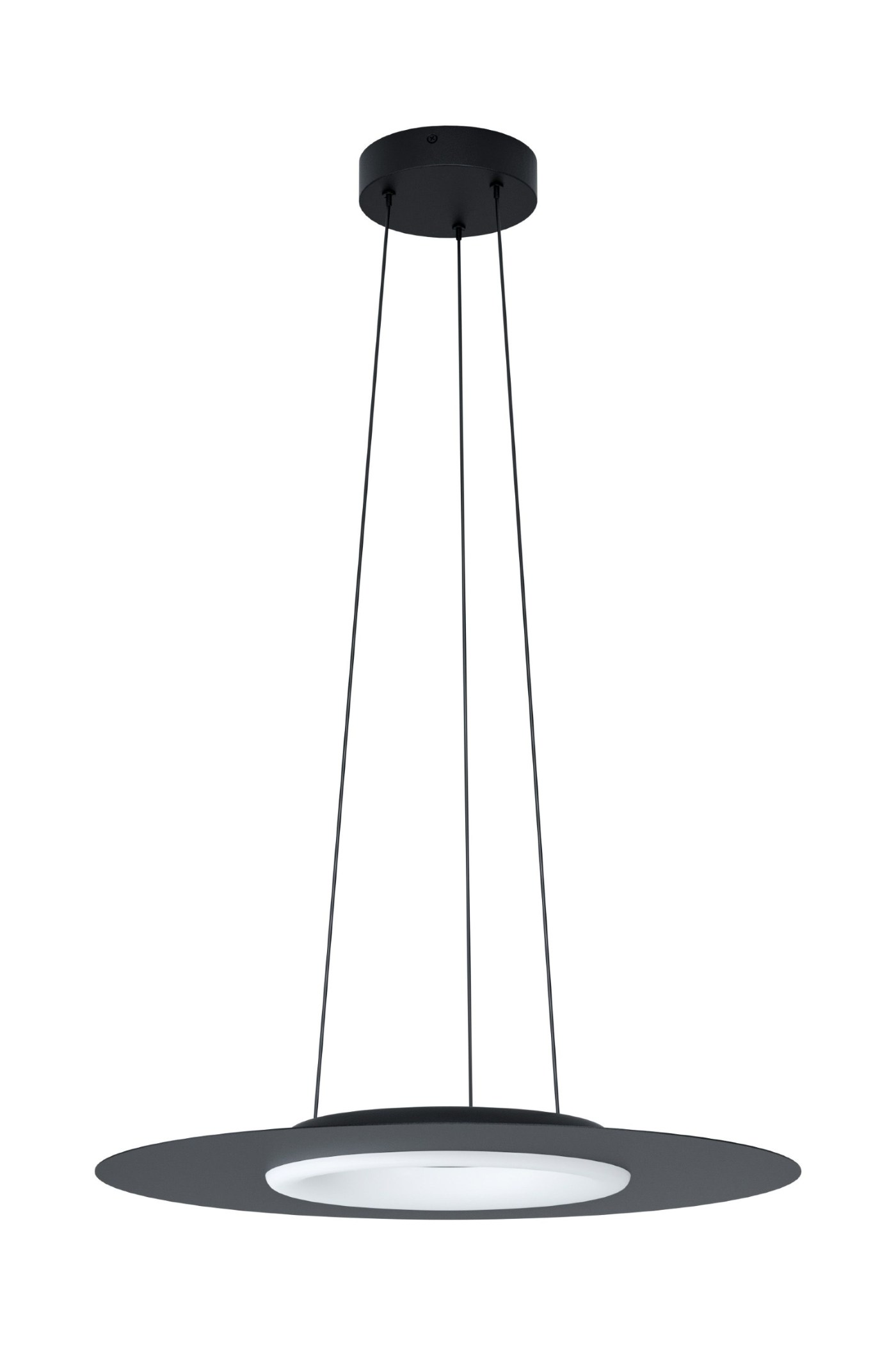   
                        Люстра EGLO (Австрія) 36963    
                         у стилі хай-тек.  
                        Тип джерела світла: вбудовані світлодіоди led.                         Форма: коло.                         Кольори плафонів і підвісок: білий, чорний.                         Матеріал: пластик, сталь.                          фото 1