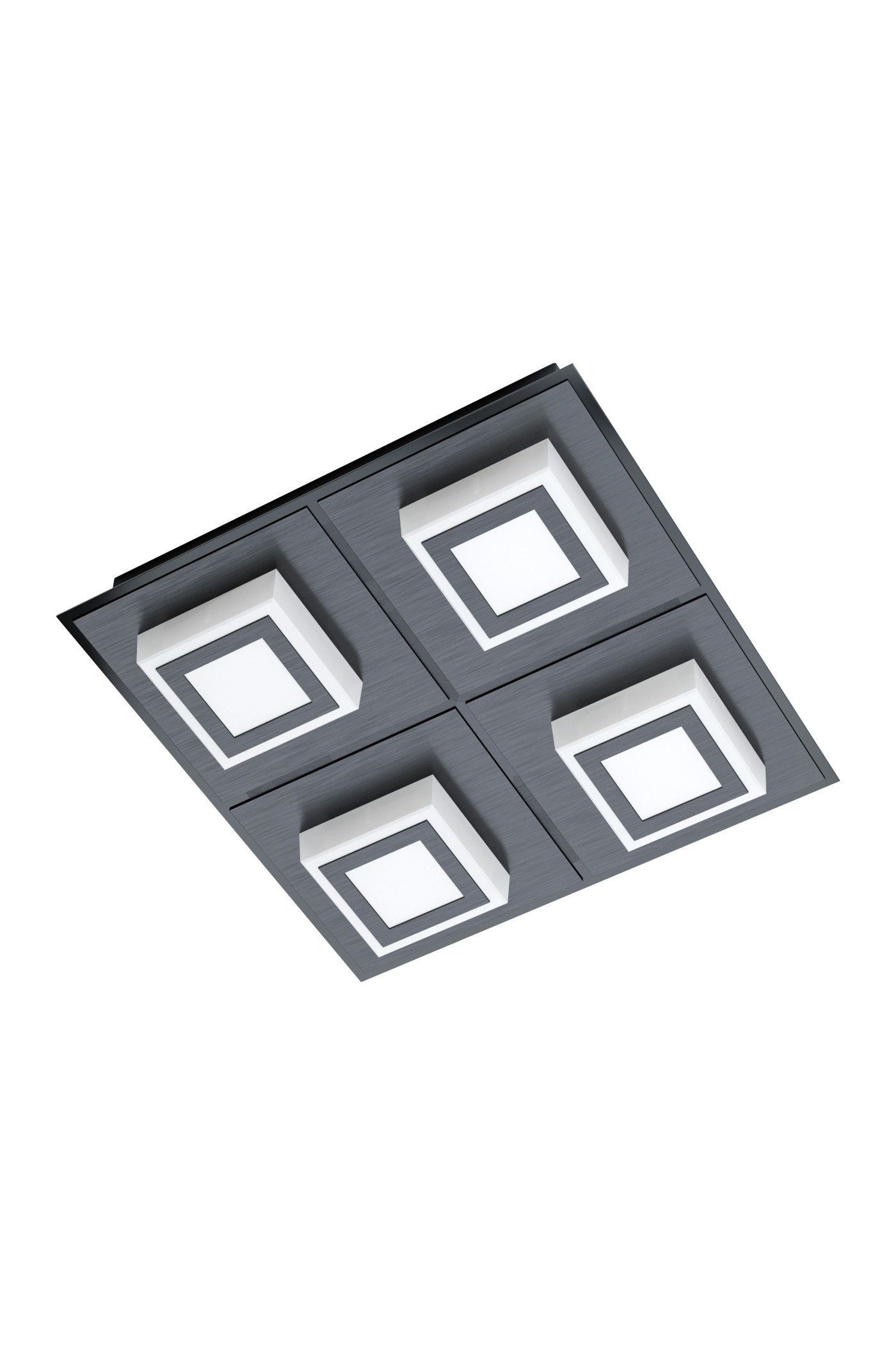   
                        Світильник стельовий EGLO (Австрія) 37300    
                         у стилі модерн.  
                        Тип джерела світла: вбудовані світлодіоди led.                         Форма: квадрат.                         Кольори плафонів і підвісок: чорний, білий.                         Матеріал: алюміній, акрил.                          фото 1