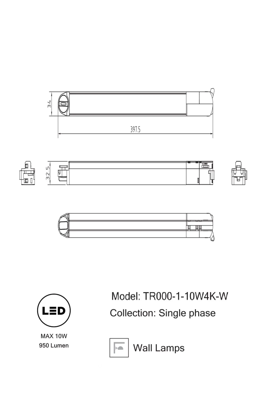   
                        Трековий світильник MAYTONI (Німеччина) 38407    
                         у стилі Хай-тек.  
                        Тип джерела світла: вбудований led-модуль, незмінний.                                                 Кольори плафонів і підвісок: Білий.                         Матеріал: Акрил.                          фото 5