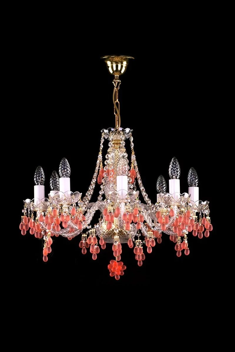   
                        
                        Хрустальная люстра ARTGLASS (Чехия) 39334    
                         В стиле Классика, Флористика.  
                        Тип источника света: светодиодная лампа, сменная.                         Форма: Круг.                         Цвета плафонов и подвесок: Прозрачный, Розовый.                         Материал: Хрусталь.                          фото 1