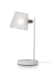   
                        Настільна лампа FREYA (Німеччина) 39956    
                         у стилі Модерн.  
                        Тип джерела світла: світлодіодна лампа, змінна.                                                 Кольори плафонів і підвісок: Білий.                         Матеріал: Скло.                          фото 1