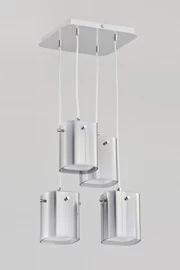   
                        
                        Люстра ALFA (Польща) 40156    
                         у стилі Модерн.  
                        Тип джерела світла: світлодіодна лампа, змінна.                         Форма: Квадрат.                         Кольори плафонів і підвісок: Сірий, Білий.                         Матеріал: Скло, Тканина.                          фото 1