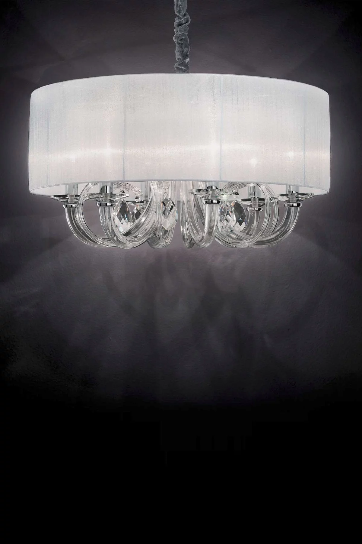   
                        
                        Люстра IDEAL LUX (Італія) 43453    
                         У стилі Класика.  
                        Тип джерела світла: світлодіодна лампа, змінна.                         Форма: Коло, Циліндр.                         Кольори плафонів і підвісок: Білий, Прозорий.                         Матеріал: Тканина, Кришталь.                          фото 3