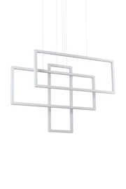   
                        Люстра IDEAL LUX  (Италия) 43703    
                         в стиле Хай-тек.  
                        Тип источника света: встроенный led-модуль, несъемный.                         Форма: Прямоугольник.                         Цвета плафонов и подвесок: Белый.                         Материал: Пластик.                          фото 1