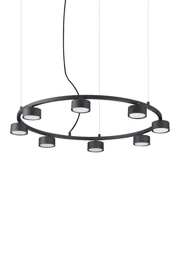   
                        Люстра IDEAL LUX (Італія) 43729    
                         у стилі хай-тек.  
                        Тип джерела світла: cвітлодіодні led, люмінесцентні.                         Форма: коло.                         Кольори плафонів і підвісок: чорний.                         Матеріал: метал.                          фото 1