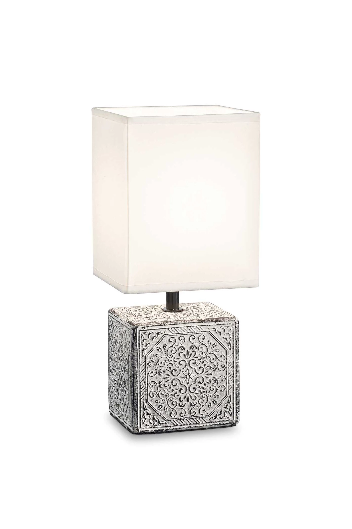   
                        Настільна лампа IDEAL LUX (Італія) 47212    
                         у стилі східний.  
                        Тип джерела світла: cвітлодіодні led, енергозберігаючі, розжарювання.                                                 Кольори плафонів і підвісок: білий.                         Матеріал: тканина.                          фото 1