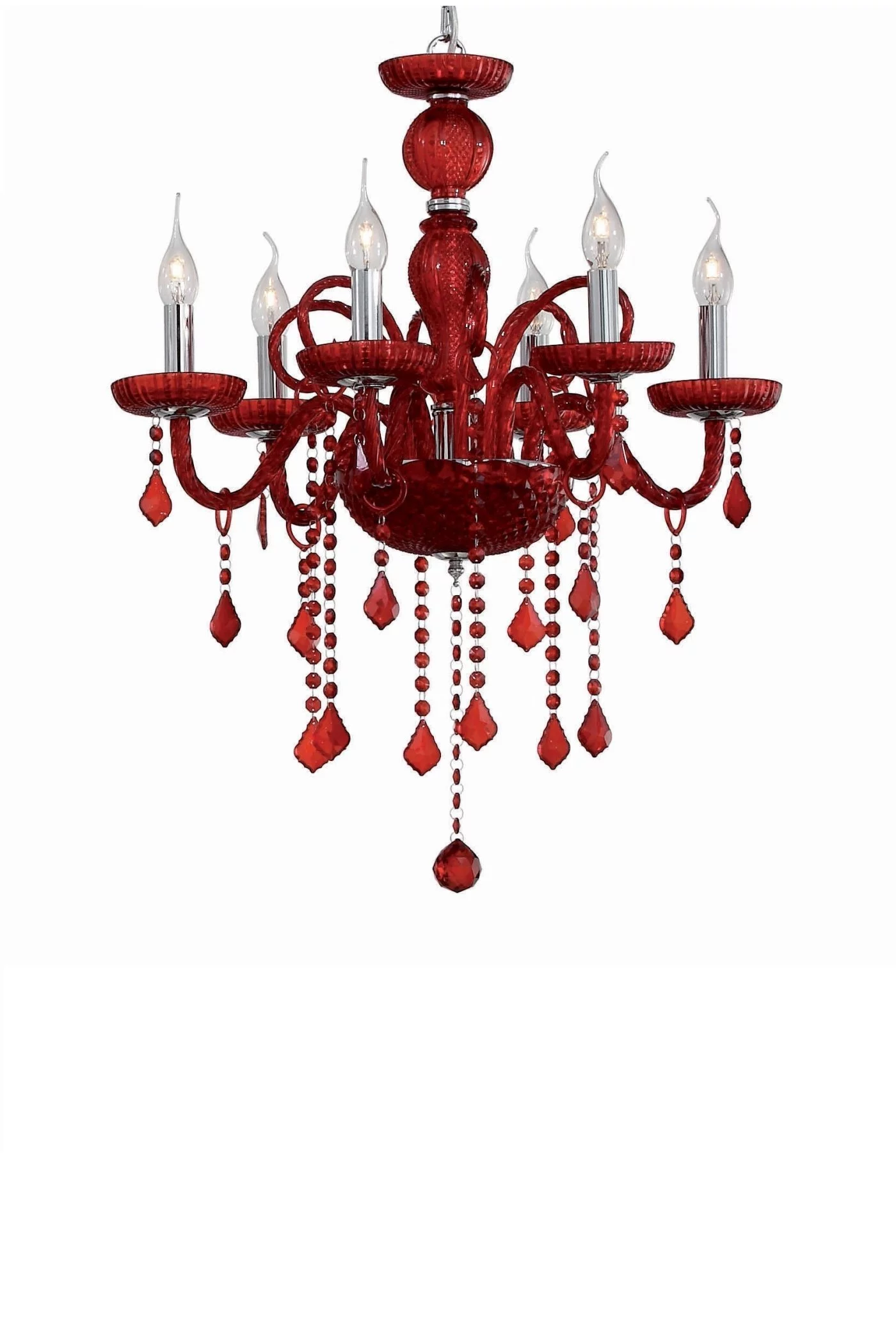   
                        Кришталева люстра IDEAL LUX (Італія) 48535    
                         у стилі арт-деко.  
                        Тип джерела світла: cвітлодіодні led, енергозберігаючі, розжарювання.                         Форма: коло.                         Кольори плафонів і підвісок: червоний.                         Матеріал: кришталь.                          фото 3