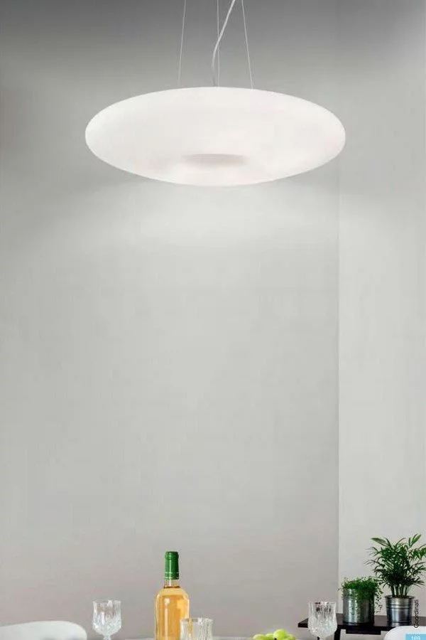   
                        
                        Люстра IDEAL LUX (Италия) 48544    
                         в стиле Модерн, Скандинавский.  
                        Тип источника света: светодиодная лампа, сменная.                         Форма: Круг.                         Цвета плафонов и подвесок: Белый.                         Материал: Стекло.                          фото 2