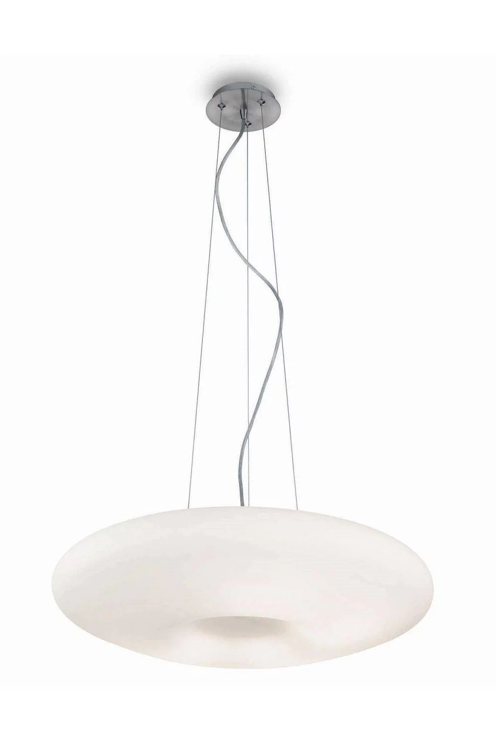   
                        Люстра IDEAL LUX (Італія) 48545    
                         у стилі Модерн.  
                        Тип джерела світла: світлодіодна лампа, змінна.                         Форма: Коло.                         Кольори плафонів і підвісок: Білий.                         Матеріал: Скло.                          фото 3