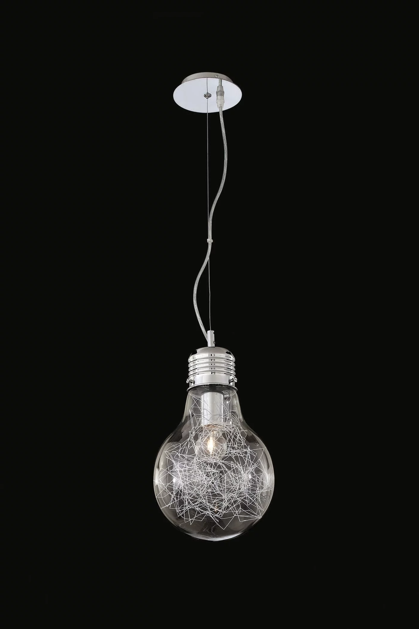   
                        Люстра IDEAL LUX  (Италия) 48609    
                         в стиле Хай-тек.  
                        Тип источника света: светодиодная лампа, сменная.                         Форма: Шар.                         Цвета плафонов и подвесок: Прозрачный, Серый.                         Материал: Стекло, Алюминий.                          фото 1